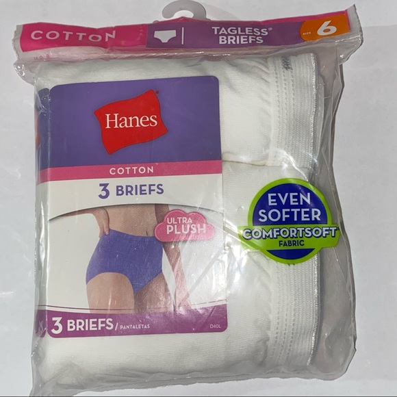 Hanes Cotton Tagless Briefs 3 Pack for Women Size 6/M (New) - Picture 1 of 2